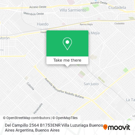 Mapa de Del Campillo 2564  B1753ENR Villa Luzuriaga  Buenos Aires  Argentina