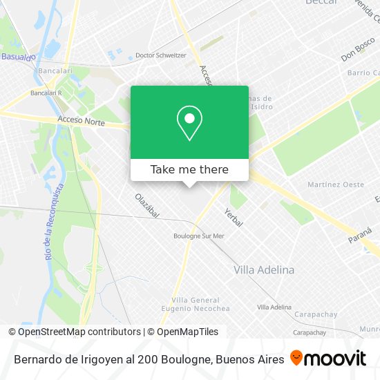 Bernardo de Irigoyen al 200   Boulogne map