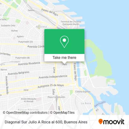 Mapa de Diagonal Sur  Julio A  Roca al 600