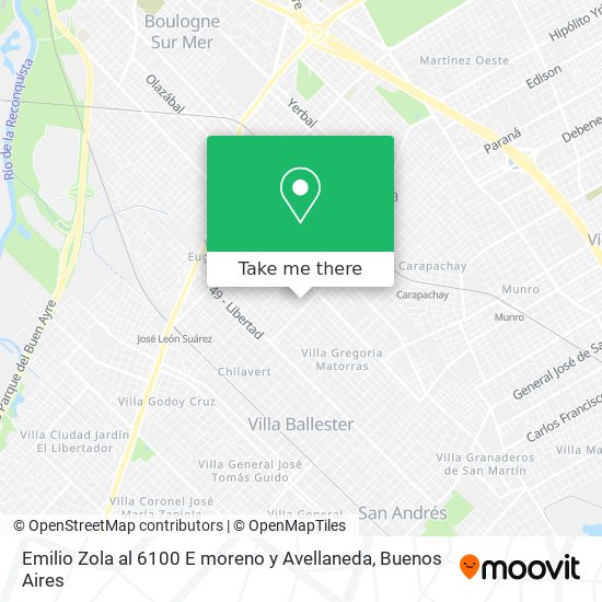 Emilio Zola al 6100 E moreno y Avellaneda map