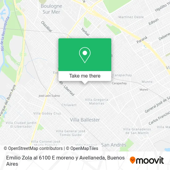 Emilio Zola al 6100 E moreno y Avellaneda map