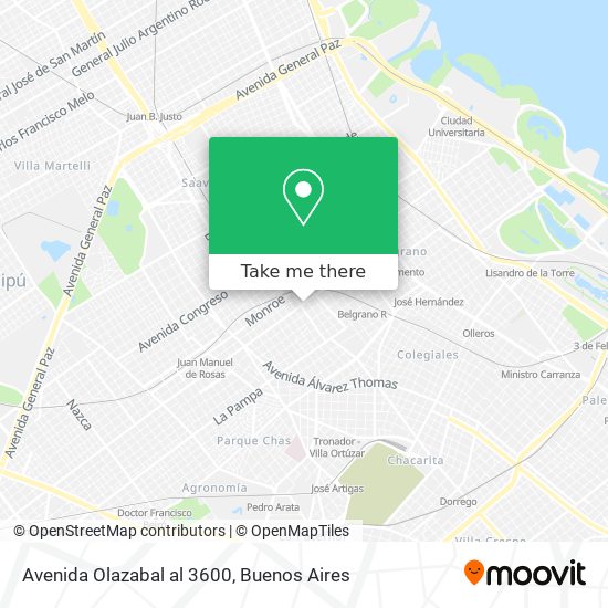 Mapa de Avenida Olazabal al 3600