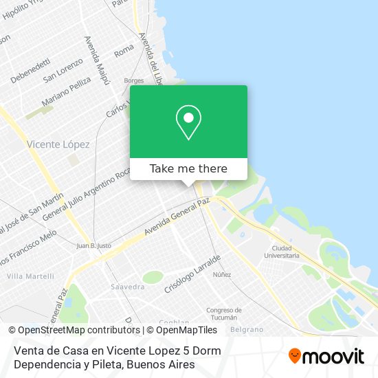 Venta de Casa en Vicente Lopez 5 Dorm Dependencia y Pileta map