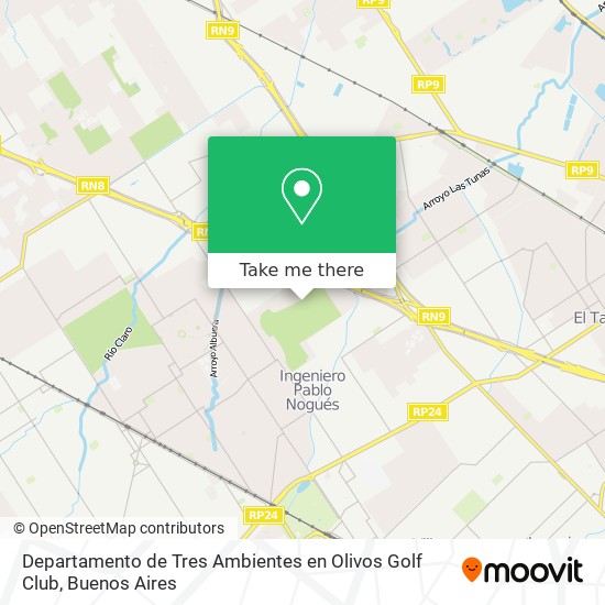 Departamento de Tres Ambientes en Olivos Golf Club map