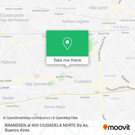 BRANDSEN al 400   CIUDADELA NORTE   Bs  As map