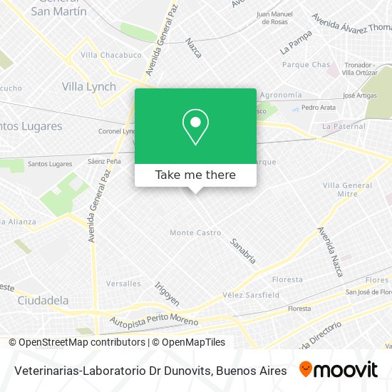 Mapa de Veterinarias-Laboratorio Dr Dunovits