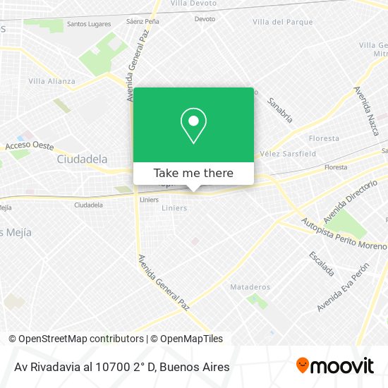 Mapa de Av Rivadavia al 10700 2° D