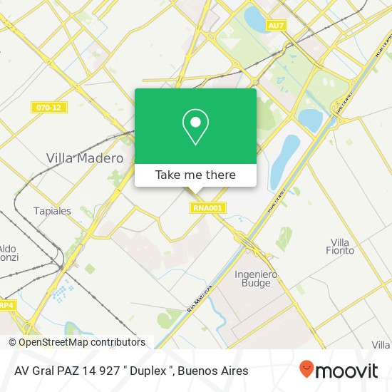 Mapa de AV  Gral  PAZ 14 927   " Duplex "
