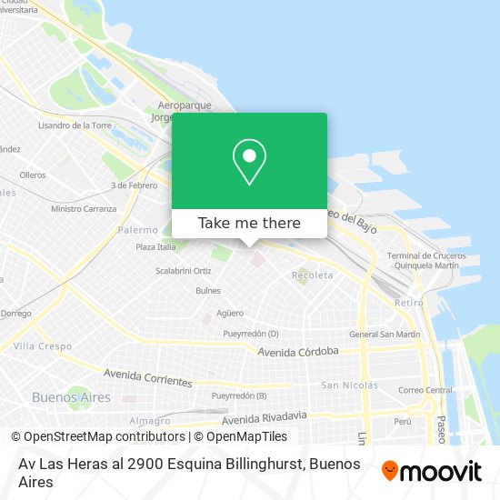 Mapa de Av  Las Heras al 2900  Esquina Billinghurst