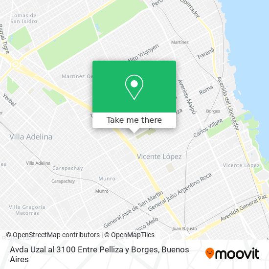Avda  Uzal al 3100 Entre Pelliza y Borges map