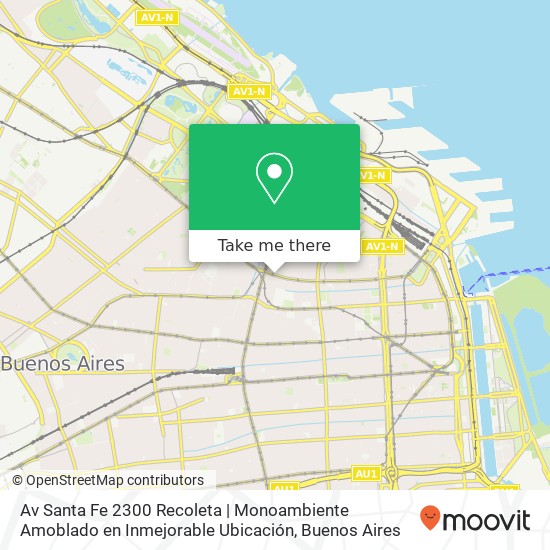 Av  Santa Fe 2300   Recoleta | Monoambiente Amoblado en Inmejorable Ubicación map