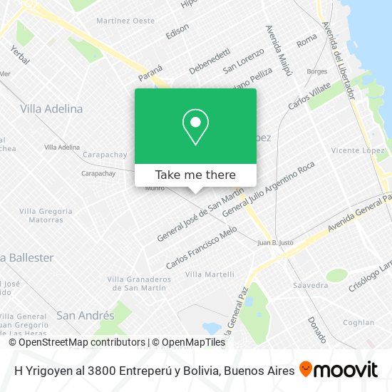 Mapa de H  Yrigoyen al 3800  Entreperú y Bolivia