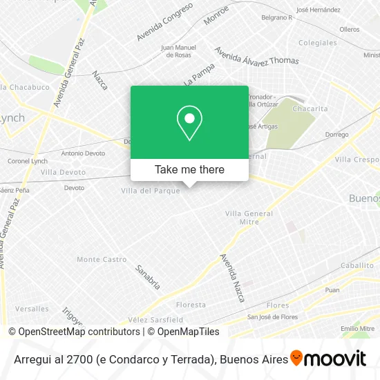 Arregui al 2700 (e Condarco y Terrada) map