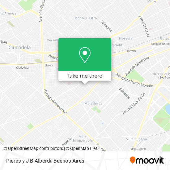 Pieres  y  J B Alberdi map