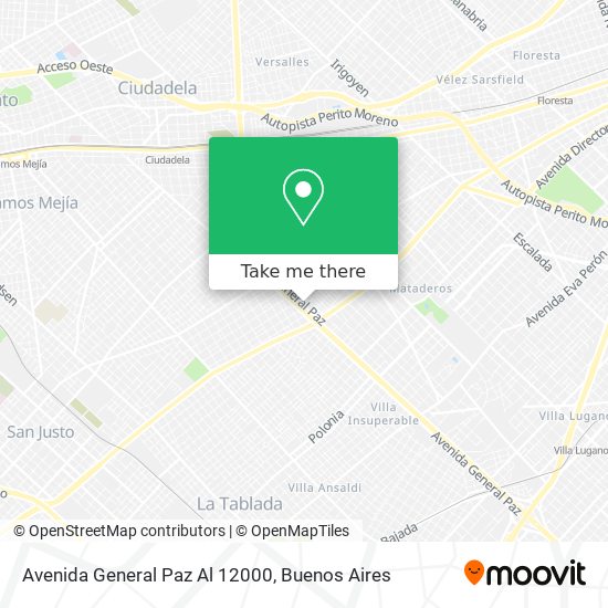 Avenida General Paz Al 12000 map