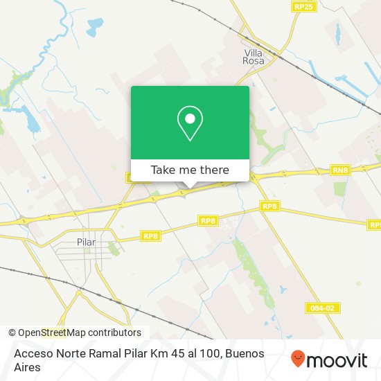 Mapa de Acceso Norte Ramal Pilar Km 45 al 100