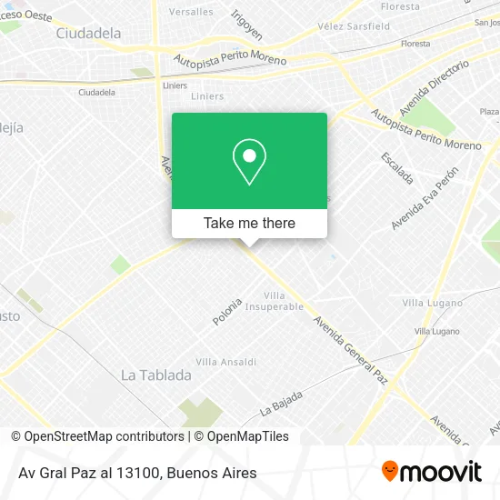 Mapa de Av Gral Paz al 13100