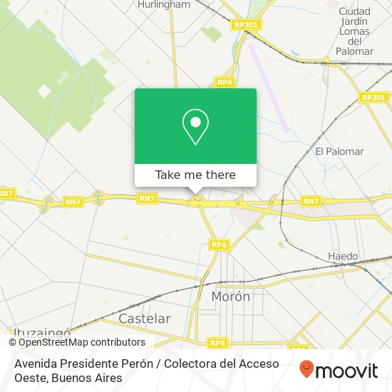 Mapa de Avenida Presidente Perón / Colectora del Acceso Oeste