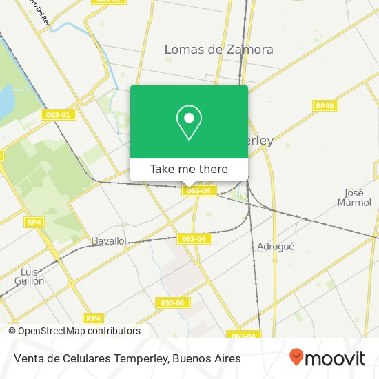 Mapa de Venta de Celulares Temperley