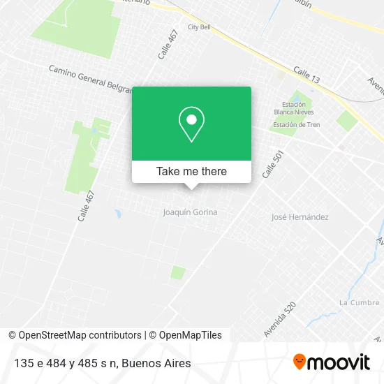 Mapa de 135 e  484 y 485 s n