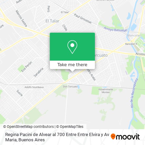 Regina Pacini de Alvear al 700 Entre Entre Elvira y Av Maria map