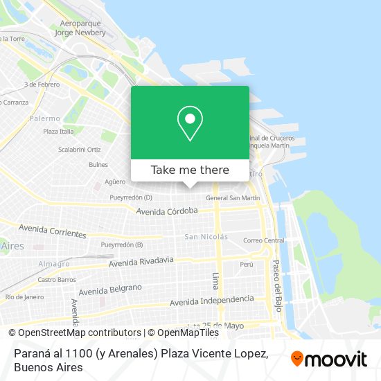 Mapa de Paraná al 1100 (y Arenales)   Plaza Vicente Lopez