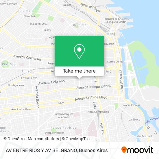 AV ENTRE RIOS Y AV BELGRANO map