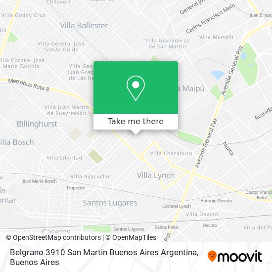 Mapa de Belgrano 3910  San Martin  Buenos Aires  Argentina