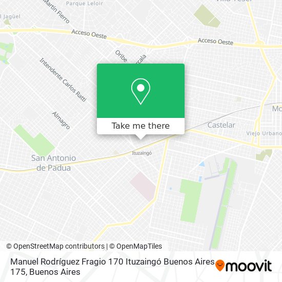 Manuel Rodríguez Fragio 170  Ituzaingó  Buenos Aires 175 map