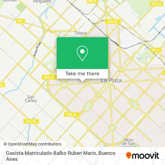 Mapa de Gasista Matriculado-Balbo Ruben Mario