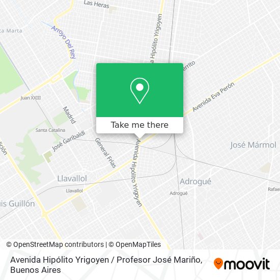Mapa de Avenida Hipólito Yrigoyen / Profesor José Mariño