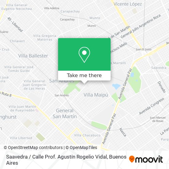 Mapa de Saavedra / Calle Prof. Agustín Rogelio Vidal