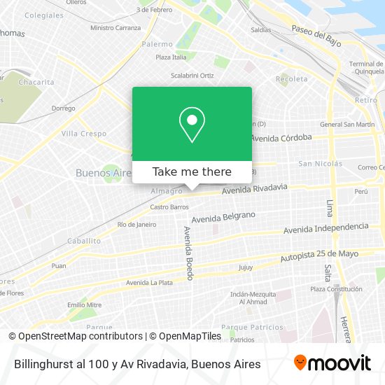 Billinghurst al 100 y Av  Rivadavia map