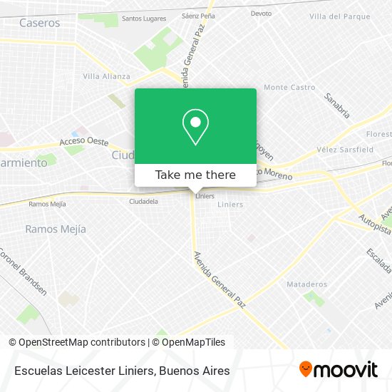Escuelas Leicester Liniers map