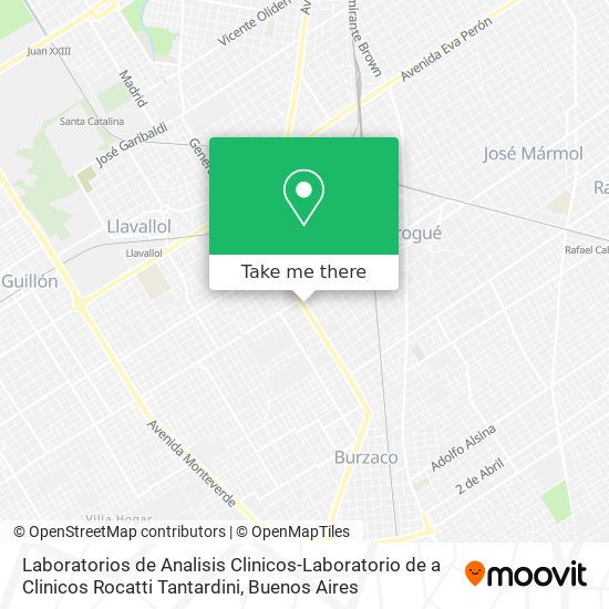 Mapa de Laboratorios de Analisis Clinicos-Laboratorio de a Clinicos Rocatti Tantardini