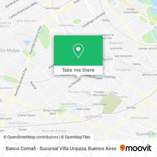 Banco Comafi - Sucursal Villa Urquiza map