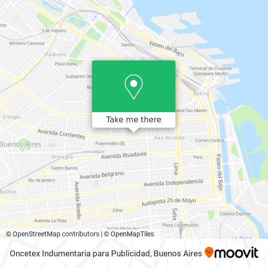 Mapa de Oncetex Indumentaria para Publicidad