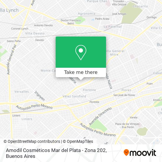Amodil Cosméticos Mar del Plata - Zona 202 map