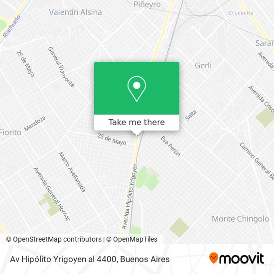 Av Hipólito Yrigoyen al 4400 map