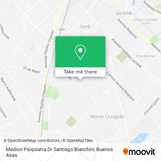 Mapa de Medico Psiquiatra Dr Santiago Bianchini