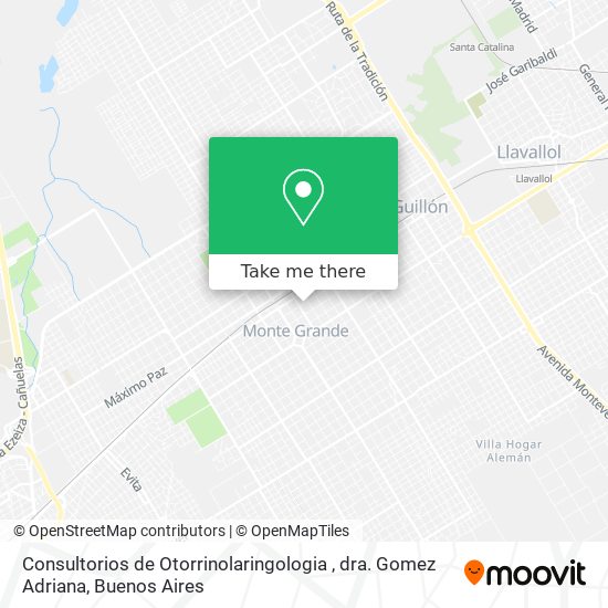 Consultorios de Otorrinolaringologia , dra. Gomez Adriana map