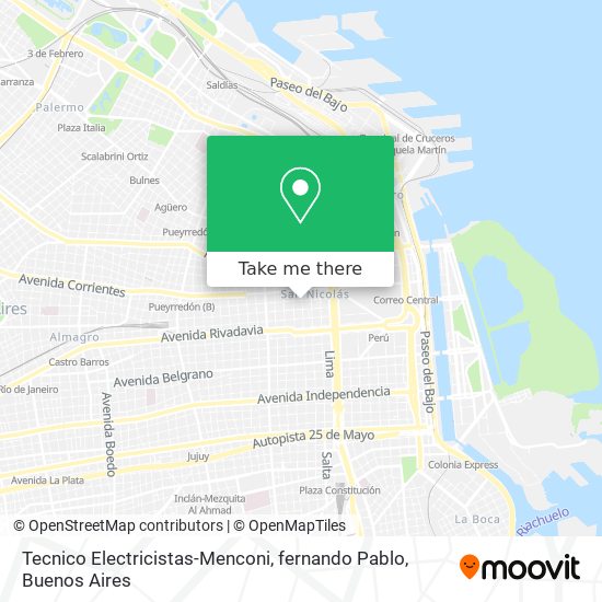 Mapa de Tecnico Electricistas-Menconi, fernando Pablo