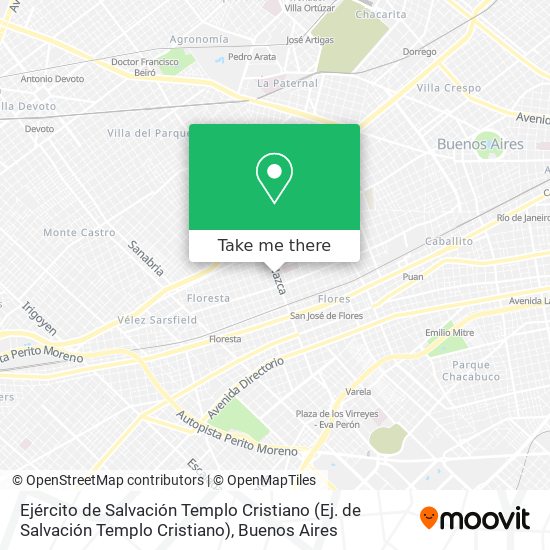 Mapa de Ejército de Salvación Templo Cristiano