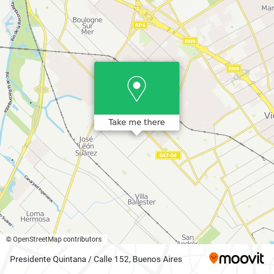 Mapa de Presidente Quintana / Calle 152