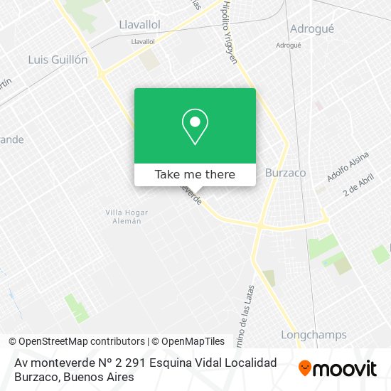 Av monteverde Nº 2 291  Esquina Vidal  Localidad  Burzaco map