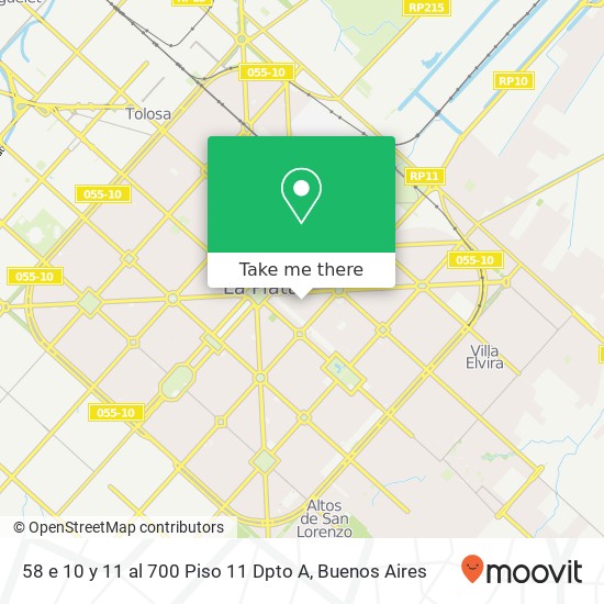58 e  10 y 11 al 700  Piso 11 Dpto A map