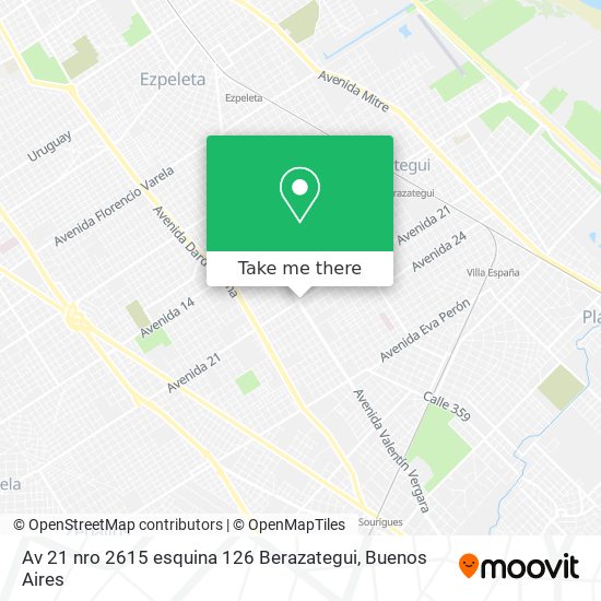 Mapa de Av 21 nro 2615 esquina 126 Berazategui