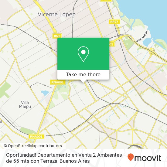 Mapa de Oportunidad! Departamento en Venta   2 Ambientes  de 55 mts con Terraza