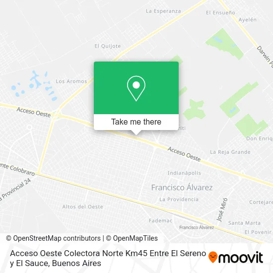 Acceso Oeste Colectora Norte Km45 Entre El Sereno y El Sauce map