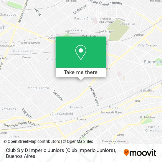 How to get to Club S y D Imperio Juniors (Club Imperio Juniors) in Distrito  Federal by Colectivo, Train or Subte?
